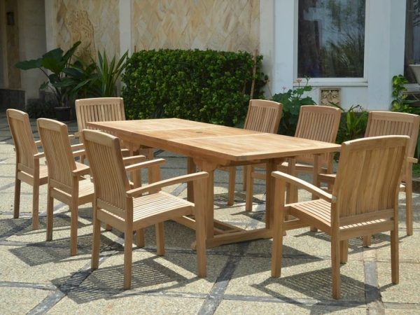 Anderson Teak Bahama Stackable Sahara 9-Pieces Rectangular Dining Set B - Image 3