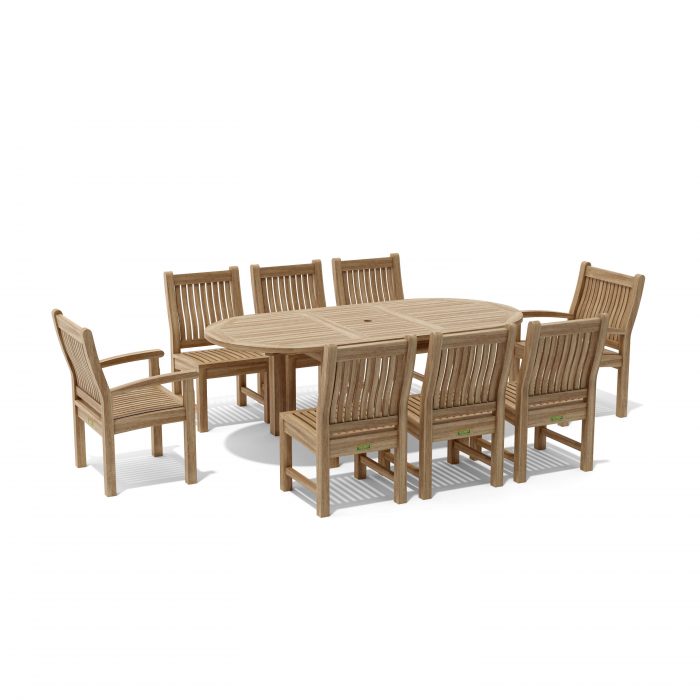 Anderson Teak Bahama Sahara 9-Pieces 78" Oval Dining Set - Image 2