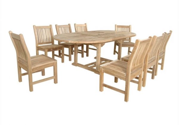 Anderson Teak Bahama Sahara 9-Pieces 87" Oval Dining Set - Image 4
