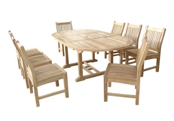 Anderson Teak Bahama Sahara 9-Pieces 87" Oval Dining Set - Image 6