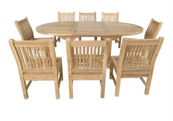 Anderson Teak Bahama Sahara 9-Pieces 87" Oval Dining Set - Image 5