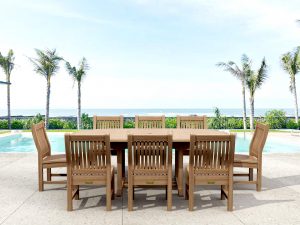 Anderson Teak Bahama Sahara 9-Pieces 87" Oval Dining Set - Luxurious Dwelling - Your Luxury Home Product Experts