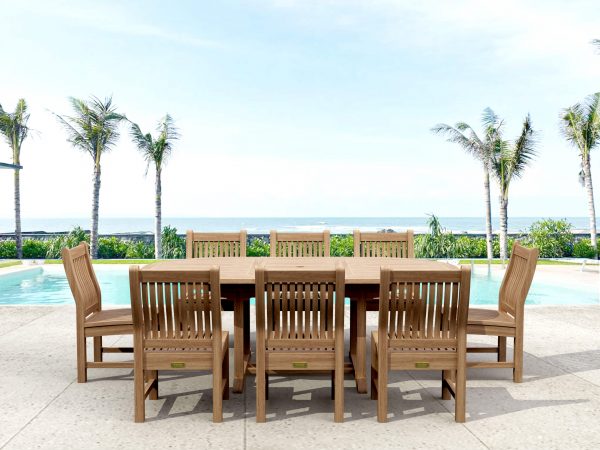 Anderson Teak Bahama Sahara 9-Pieces 87" Oval Dining Set - Image 1