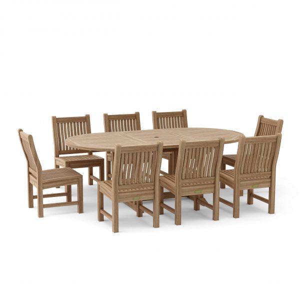 Anderson Teak Bahama Sahara 9-Pieces 87" Oval Dining Set - Image 2