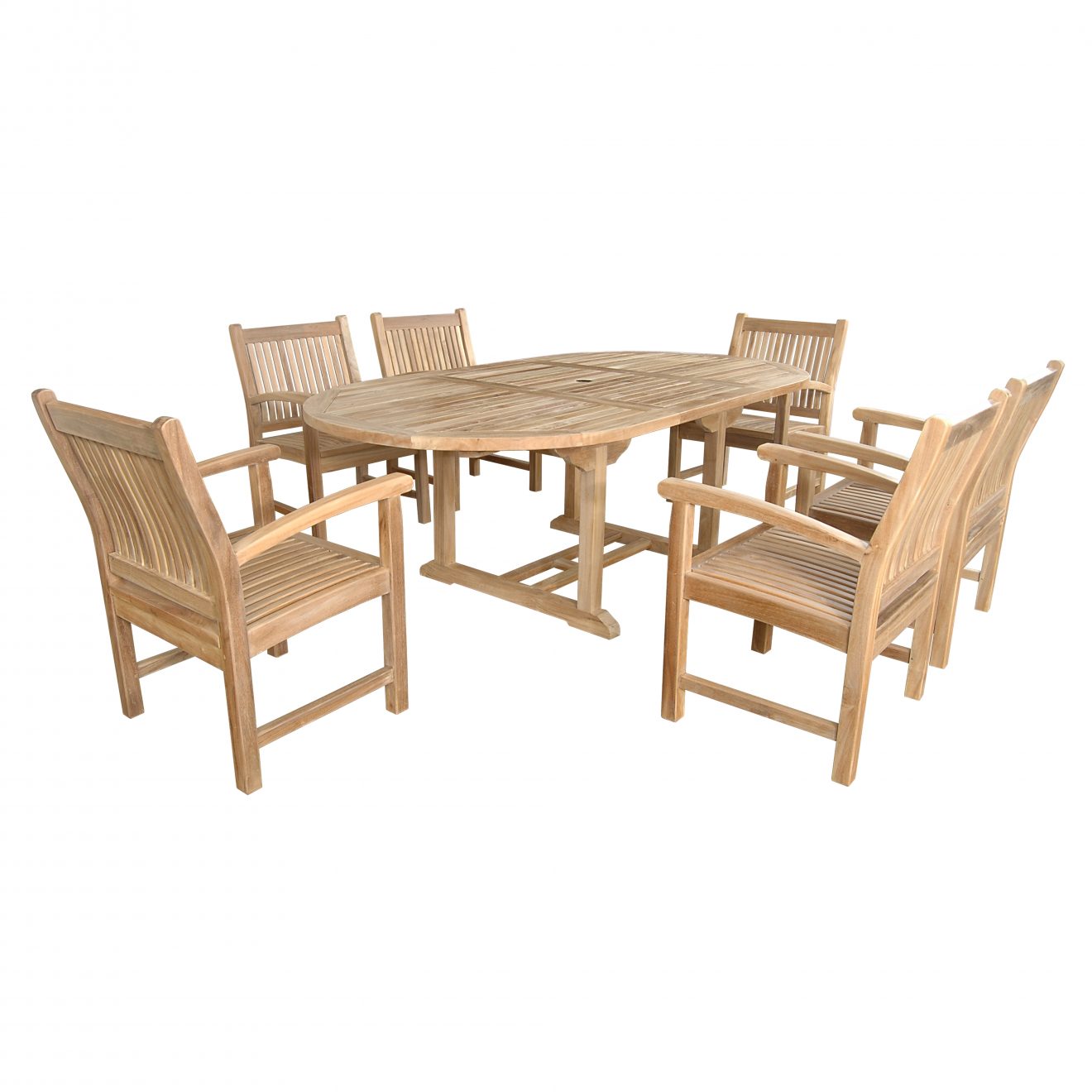 Anderson Teak Bahama Sahara Armchair 7-Pieces 87" Oval Dining Set - Luxurious Dwelling - Your Luxury Home Product Experts