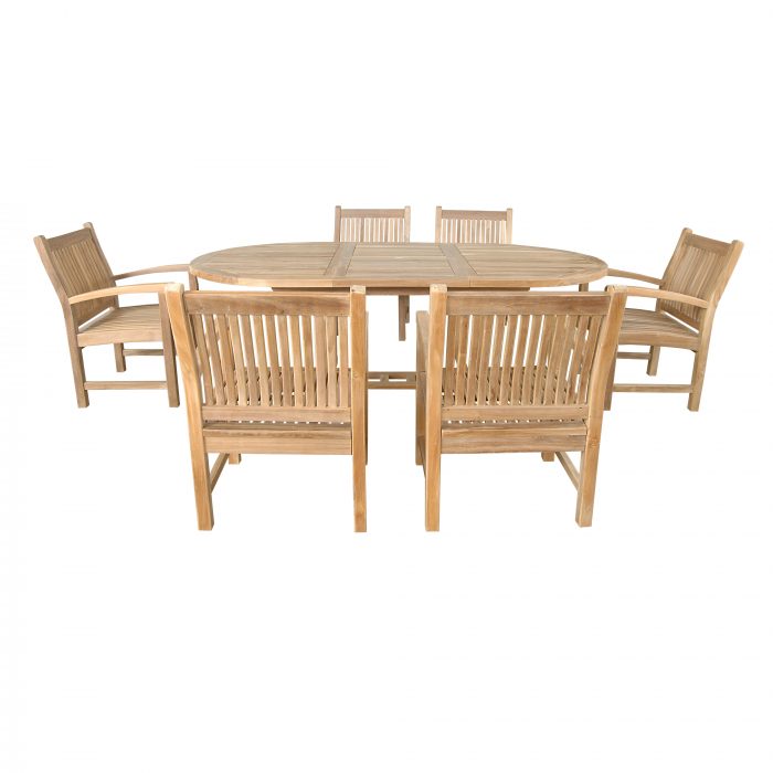 Anderson Teak Bahama Sahara Armchair 7-Pieces 87" Oval Dining Set - Image 5