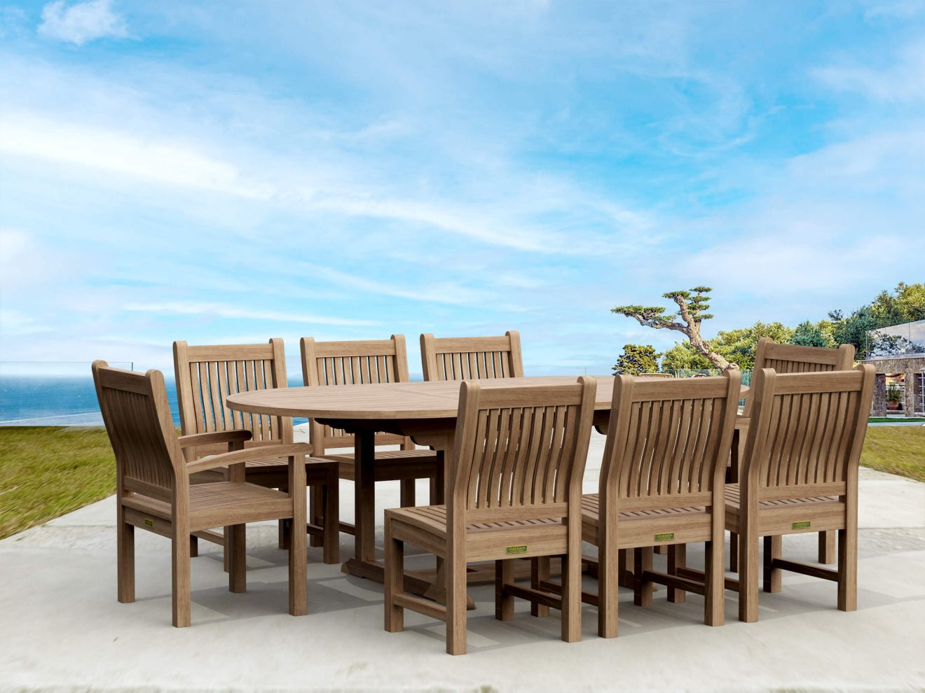 Anderson Teak Bahama Sahara Side Chair 7-Pieces 87" Oval Dining Set - Luxurious Dwelling - Your Luxury Home Product Experts