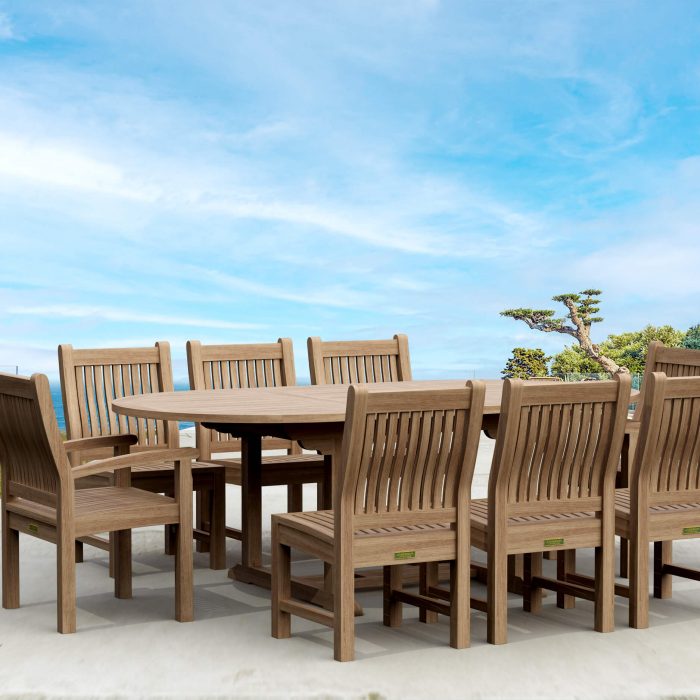 Anderson Teak Bahama Sahara Armchair 7-Pieces 87" Oval Dining Set - Luxurious Dwelling - Your Luxury Home Product Experts