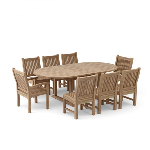 Anderson Teak Bahama Sahara Side Chair 7-Pieces 87" Oval Dining Set - Image 2
