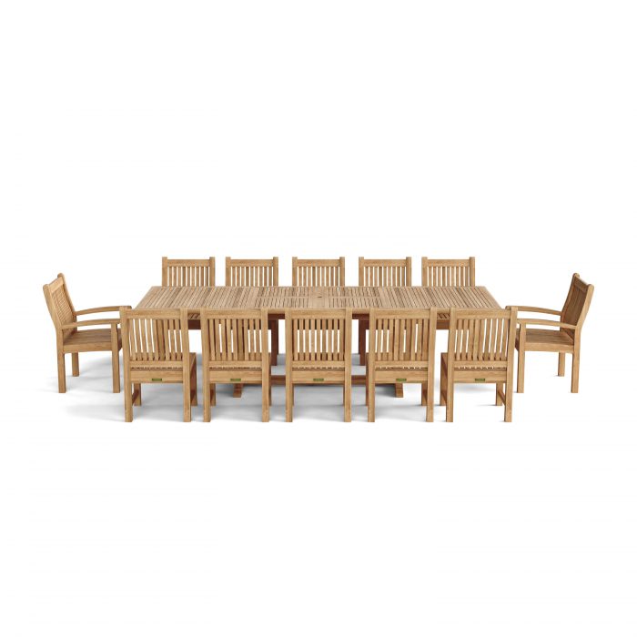 Anderson Teak Valencia Sahara 13-Pieces Rectangular Dining Set - Image 4