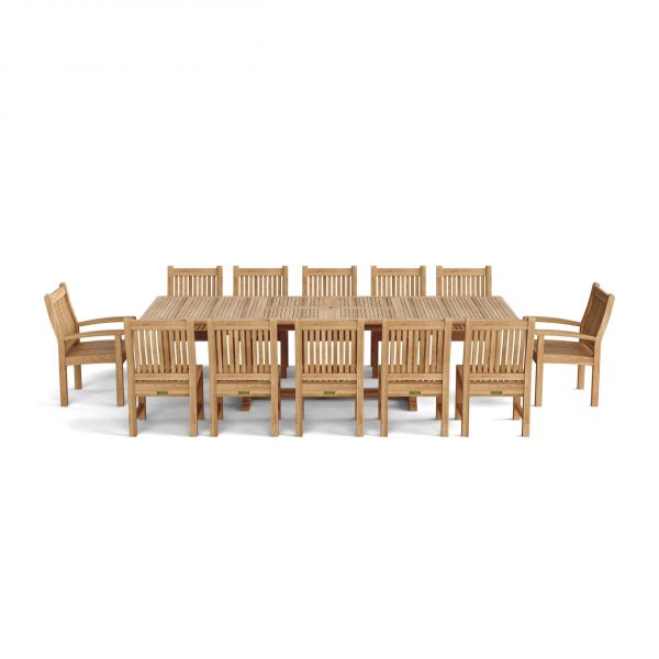 Anderson Teak Valencia Sahara 13-Pieces Rectangular Dining Set - Image 4