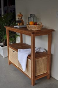 Anderson Teak Towel Console w/ 2 Shelves Table - Luxurious Dwelling - Your Luxury Home Product Experts