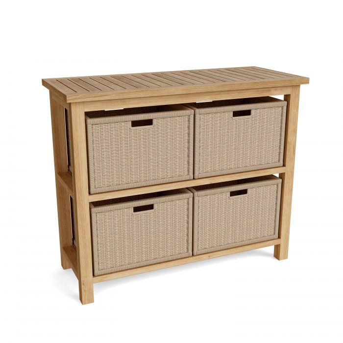 Anderson Teak Towel Console w/ 2 Shelves Table - Image 3