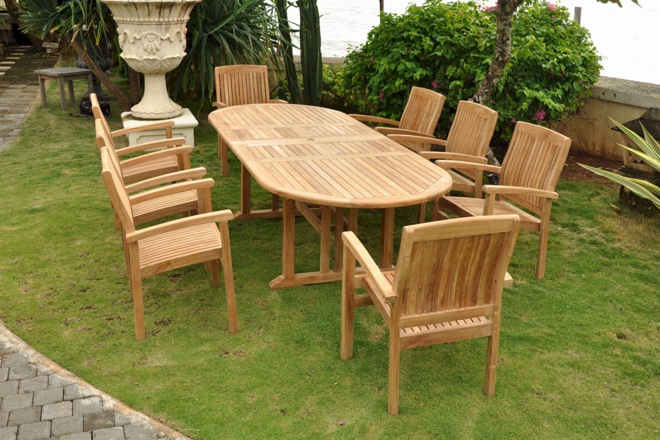 Anderson Teak Sahara Stackable 9-Pieces Oval Dining Set - Luxurious Dwelling - Your Luxury Home Product Experts