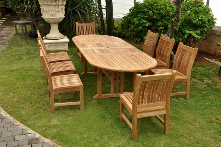Anderson Teak Sahara Dining Side Chair 9-Pieces Oval Dining Set - Image 3