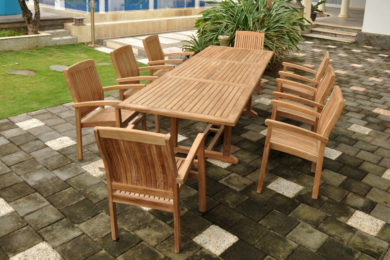 Anderson Teak Bahama Stackable Sahara 9-Pieces Rectangular Dining Set A - Luxurious Dwelling - Your Luxury Home Product Experts