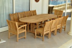 Anderson Teak Sahara Dining Side Chair 11-Pieces Oval Dining Set - Luxurious Dwelling - Your Luxury Home Product Experts