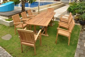 Anderson Teak Bahama Stackable Sahara 9-Pieces Rectangular Dining Set B - Luxurious Dwelling - Your Luxury Home Product Experts