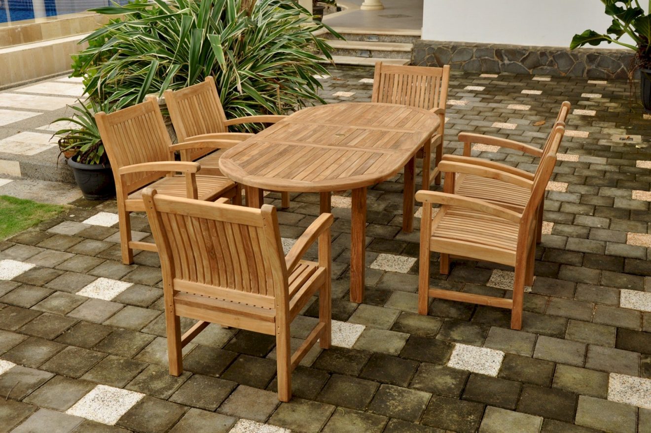 Anderson Teak Bahama Sahara 7-Pieces 78" Oval Dining Set - Luxurious Dwelling - Your Luxury Home Product Experts