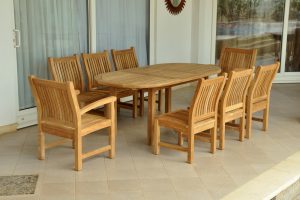 Anderson Teak Bahama Sahara 9-Pieces 78" Oval Dining Set - Luxurious Dwelling - Your Luxury Home Product Experts