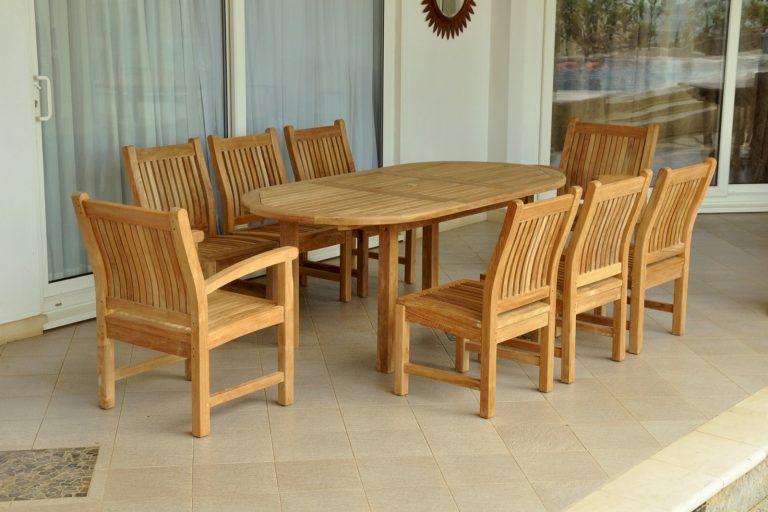 Anderson Teak Bahama Sahara 9-Pieces 78" Oval Dining Set - Image 3