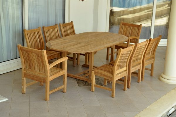 Anderson Teak Bahama Sahara Side Chair 7-Pieces 87" Oval Dining Set - Image 3