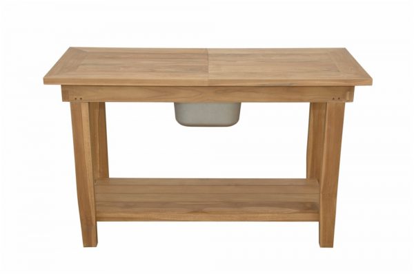 Anderson Teak Nautilus Console Table w/ SS Container - Image 3