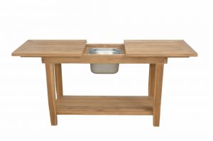 Anderson Teak Nautilus Console Table w/ SS Container - Luxurious Dwelling - Your Luxury Home Product Experts