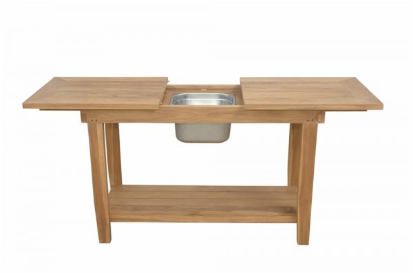 Anderson Teak Nautilus Console Table w/ SS Container - Image 1