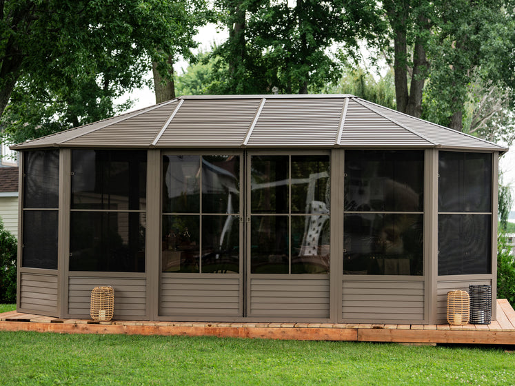 Gazebo Penguin - Florence - Wall Mounted Solarium 8x12 Metal Roof - Luxurious Dwelling - Your Luxury Home Product Experts