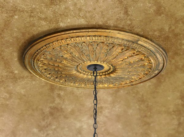 Classic Petite Gilt Chandelier Ceiling Medallion 28 Inch Dia - Image 1