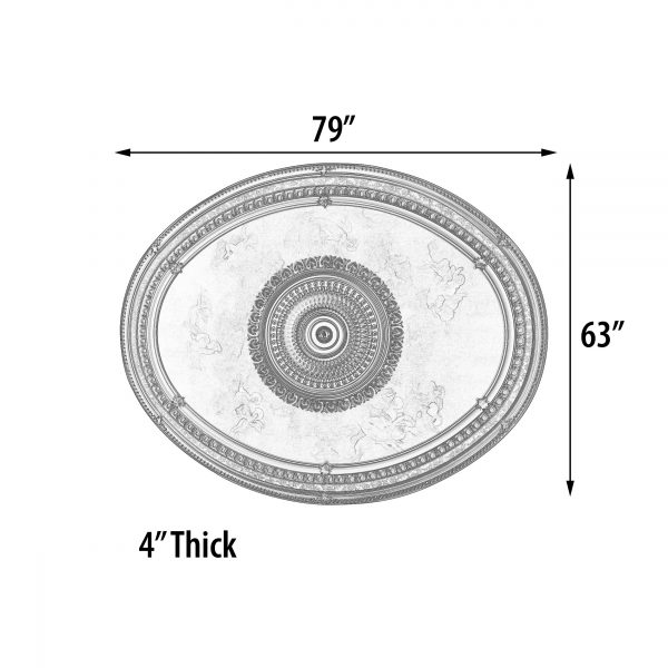 Classical Large Oval Chandelier Ceiling Medallion 79 inches - Image 4
