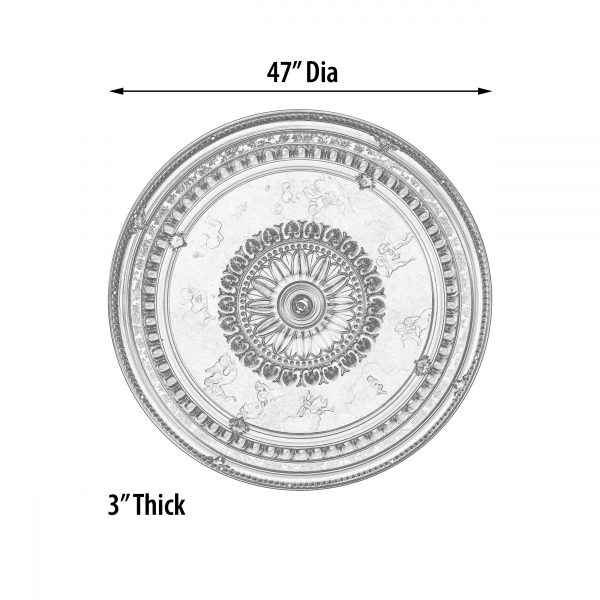 Cherub Sky Round Chandelier Ceiling Medallion 47 - Image 4