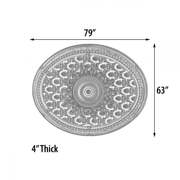 Brocade Oval Chandelier Ceiling Medallion 79 inches - Image 4