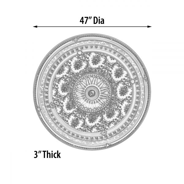 Brocade Round Chandelier Ceiling Medallion 47 - Image 3