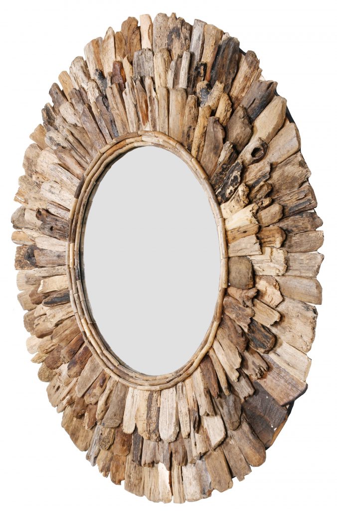 Large Round Wood Chuck Mirror 120 Cm - Image 2