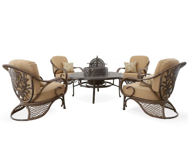 Grand Bonaire Weave 6 Piece All Inclusive Outdoor Firepit Set (KIT) - Image 2