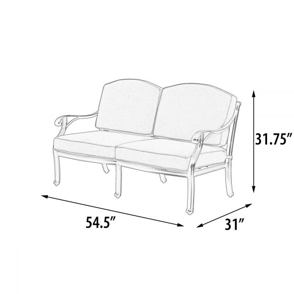 Savannah Outdoor Aluminum Loveseat - Image 4