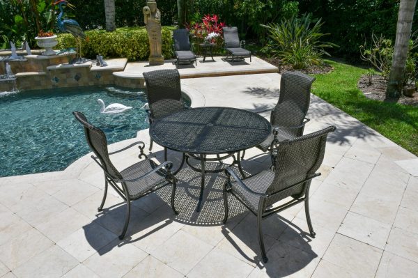 Windermere Woven Outdoor Round Dining Table Set of 5 (KIT) - Image 2