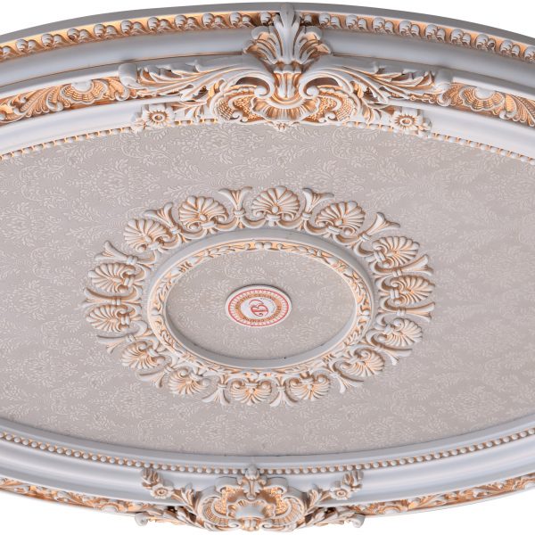 French Blanco Oval Chandelier Ceiling Medallion - Image 2
