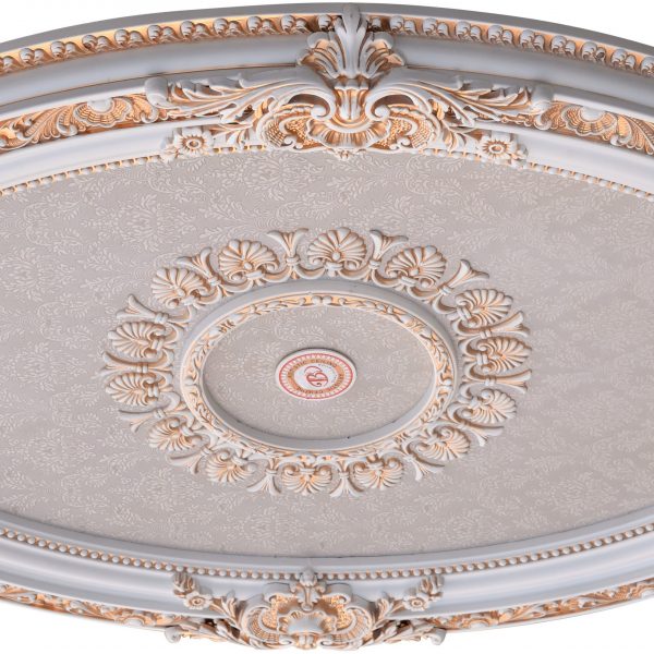 French Blanco Oval Chandelier Ceiling Medallion - Image 2