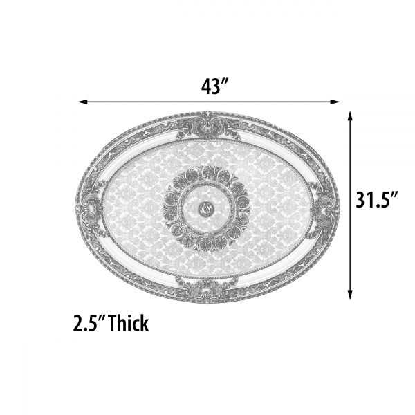 French Blanco Oval Chandelier Ceiling Medallion - Image 3