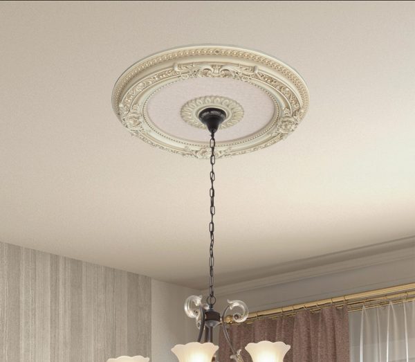Cream French Petite Round Ceiling Medallion 24 Inch Diameter - Image 1