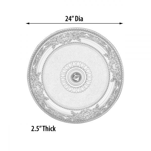 Cream French Petite Round Ceiling Medallion 24 Inch Diameter - Image 4