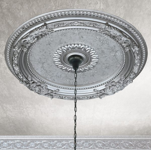 Antique Silver Round Ceiling Medallion 24 Inch Diameter - Image 1