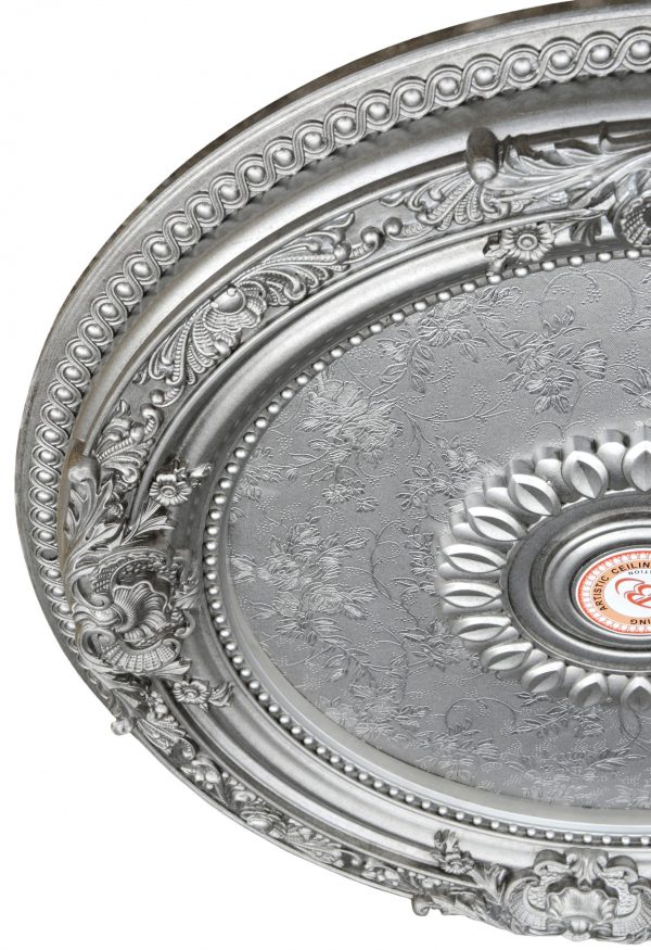 Antique Silver Round Ceiling Medallion 24 Inch Diameter - Image 2