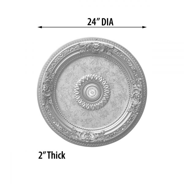 Antique Silver Round Ceiling Medallion 24 Inch Diameter - Image 4