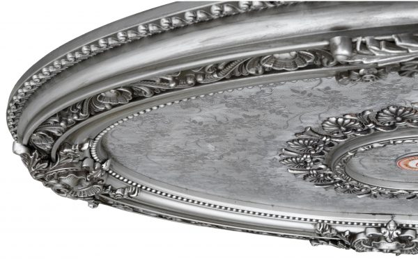 Antique Silver Petite Oval Ceiling Medallion - Image 2