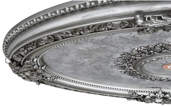 Antique Silver Petite Oval Ceiling Medallion - Image 2