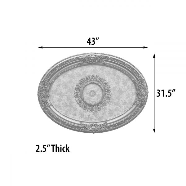 Antique Silver Petite Oval Ceiling Medallion - Image 4